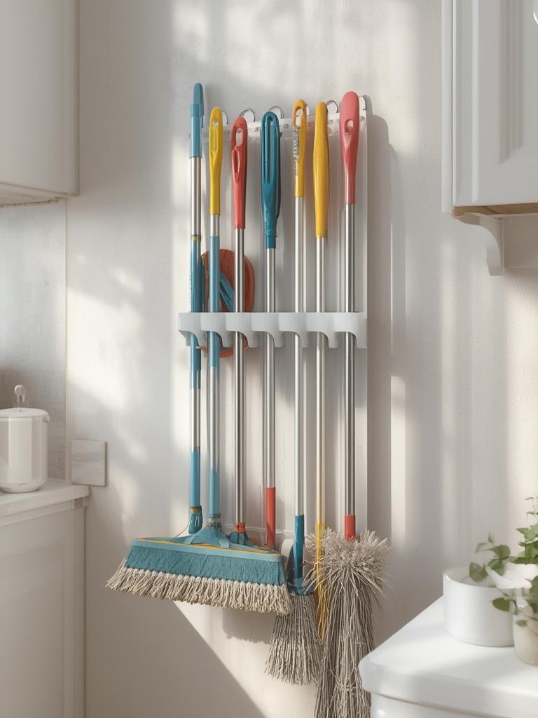 broom holder in action